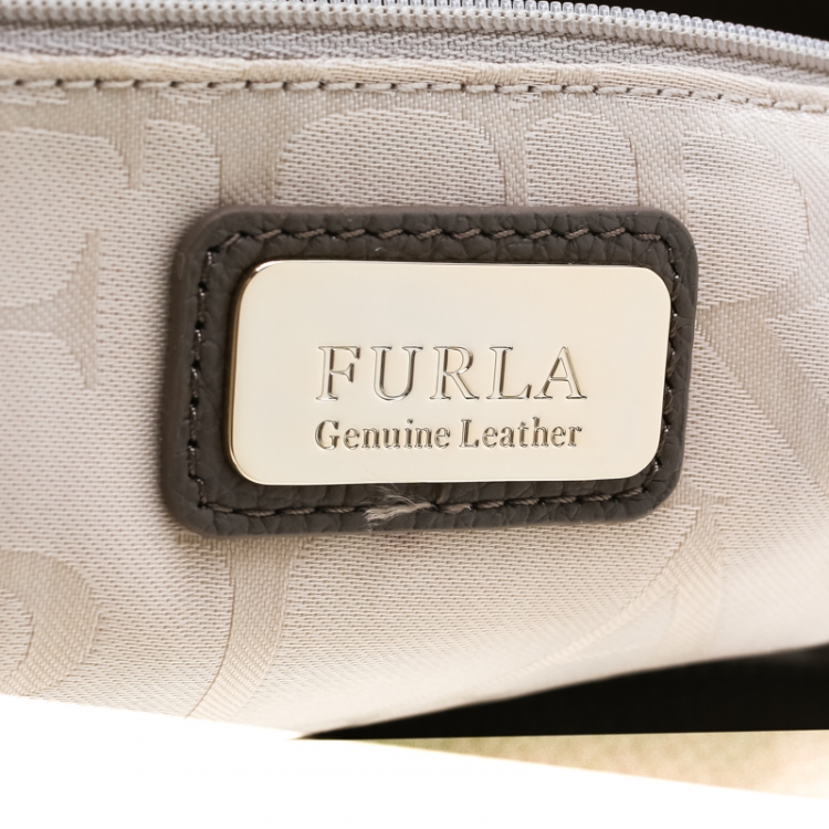 Pre Owned Furla Taupe Leather Linda Tote