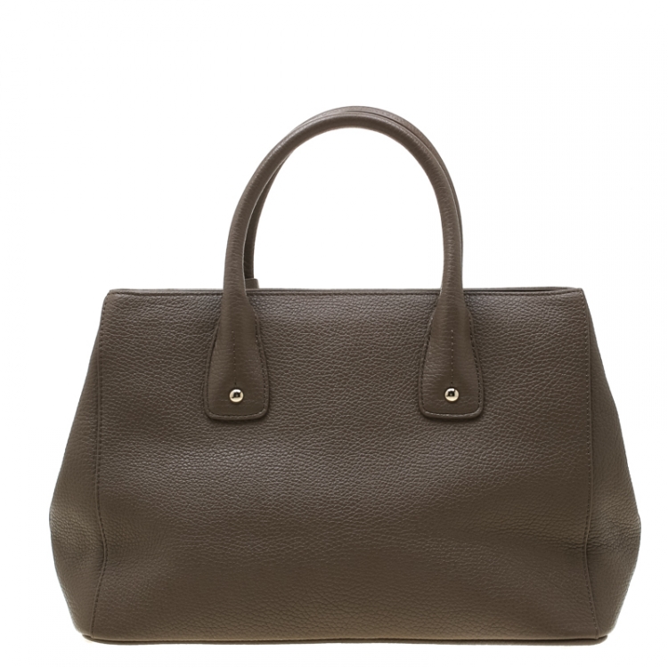 Pre Owned Furla Taupe Leather Linda Tote