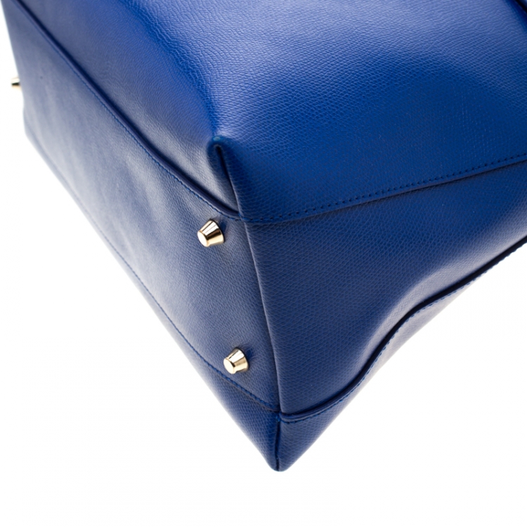 Pre Owned Furla Blue Leather Piper Dome Satchel