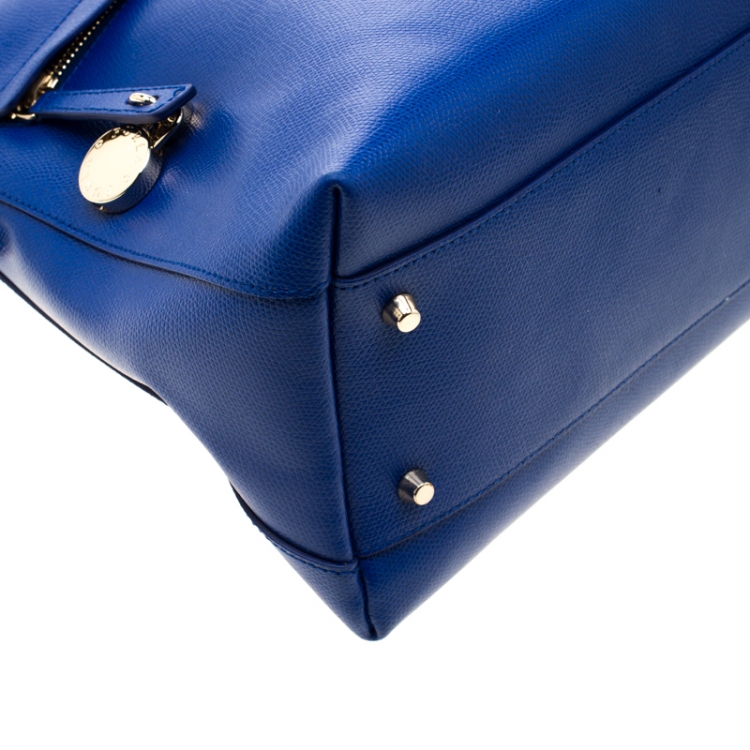 Pre Owned Furla Blue Leather Piper Dome Satchel