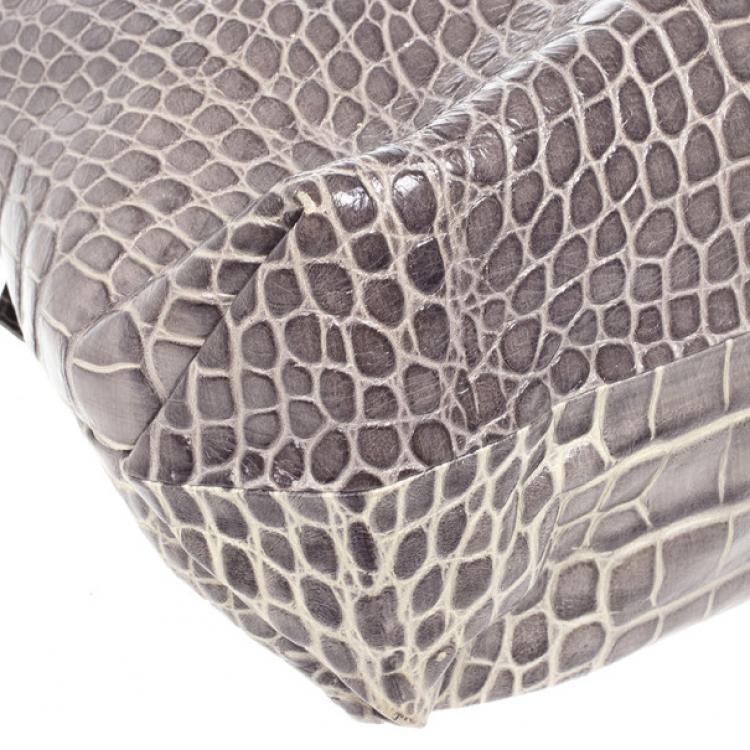 Pre Owned Furla 'Elisabeth' Croc Embossed Hobo Bag