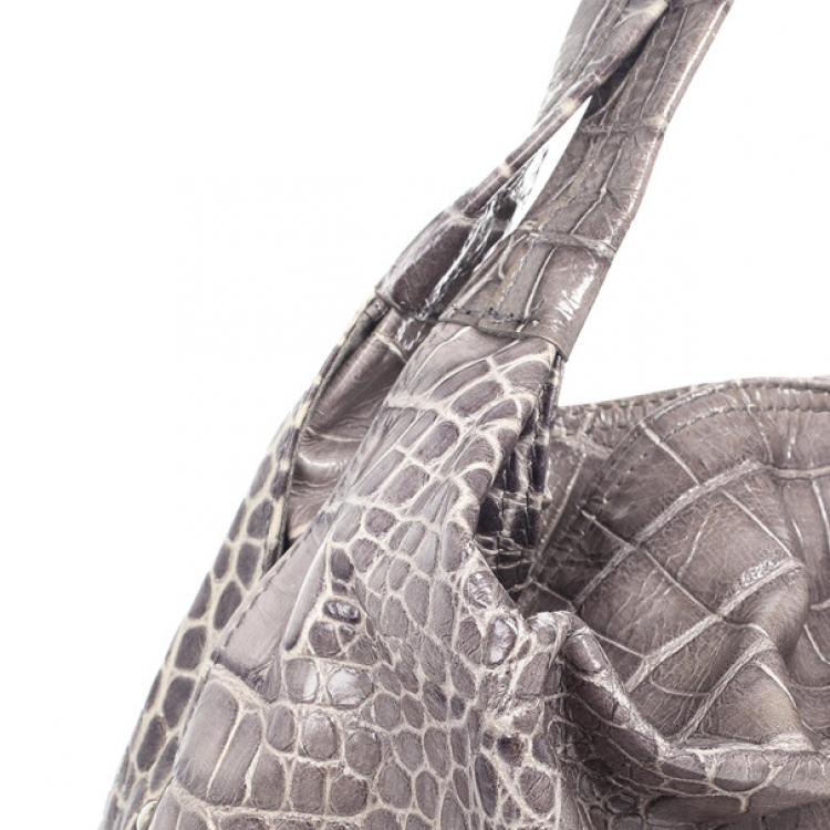 Pre Owned Furla 'Elisabeth' Croc Embossed Hobo Bag