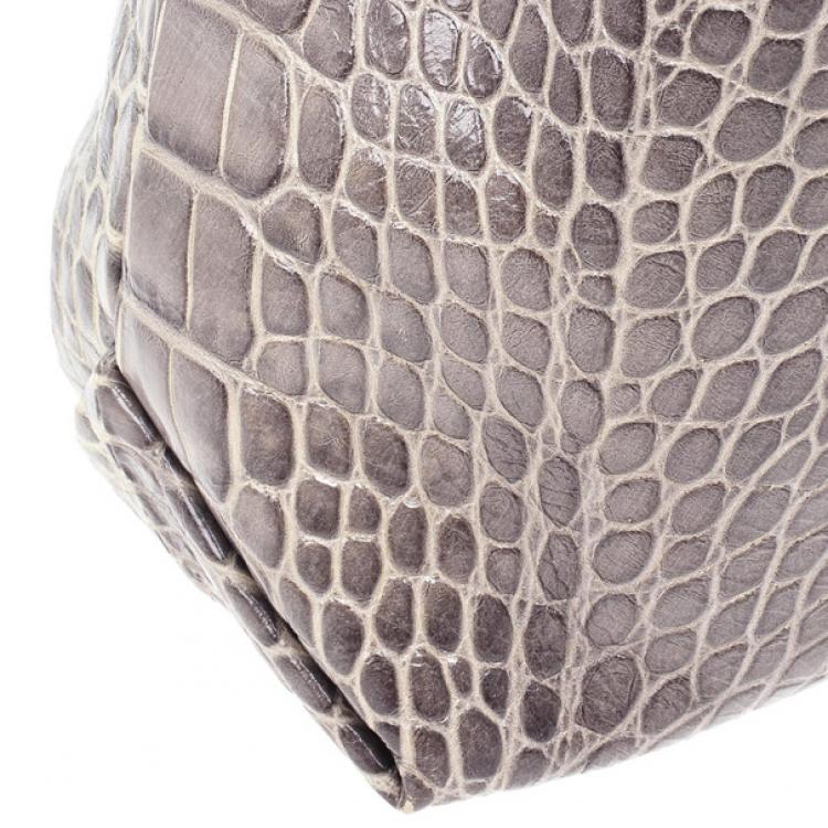 Pre Owned Furla 'Elisabeth' Croc Embossed Hobo Bag
