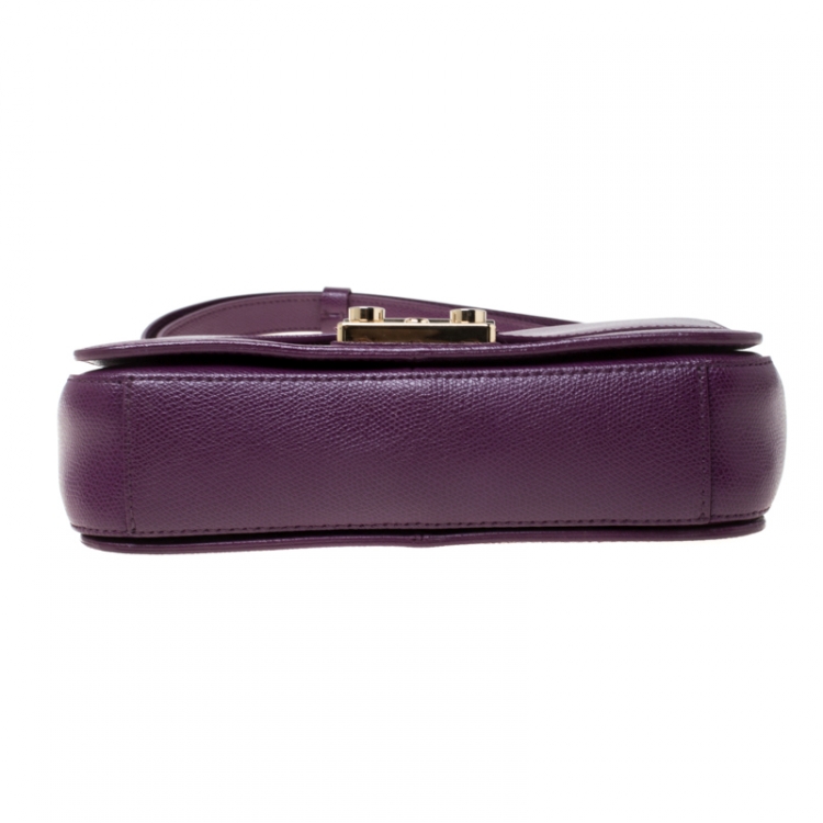 Pre Owned Furla Purple Leather Metropolis Shoulder Bag