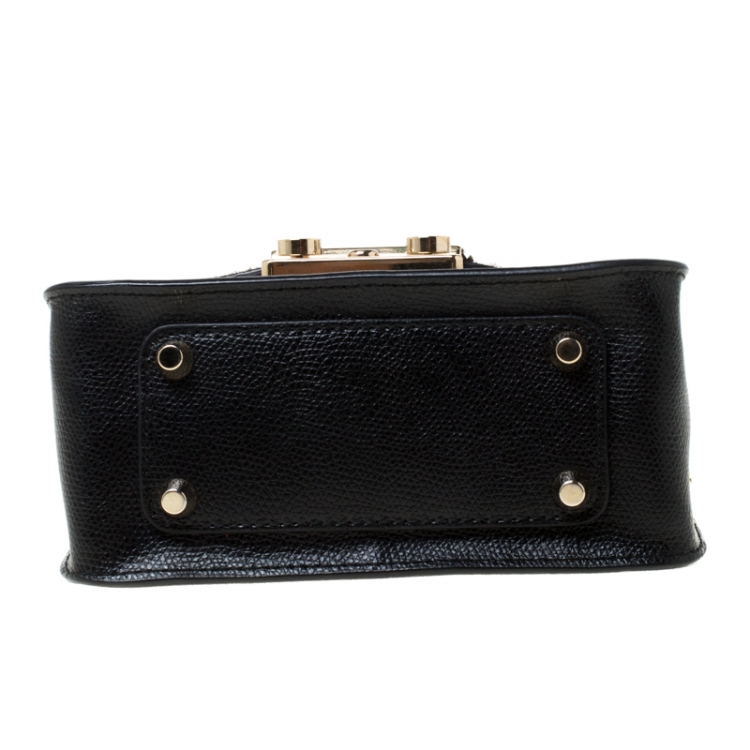 Pre Owned Furla Black/Brown Calfhair and Leather Mini Metropolis Crossbody Bag