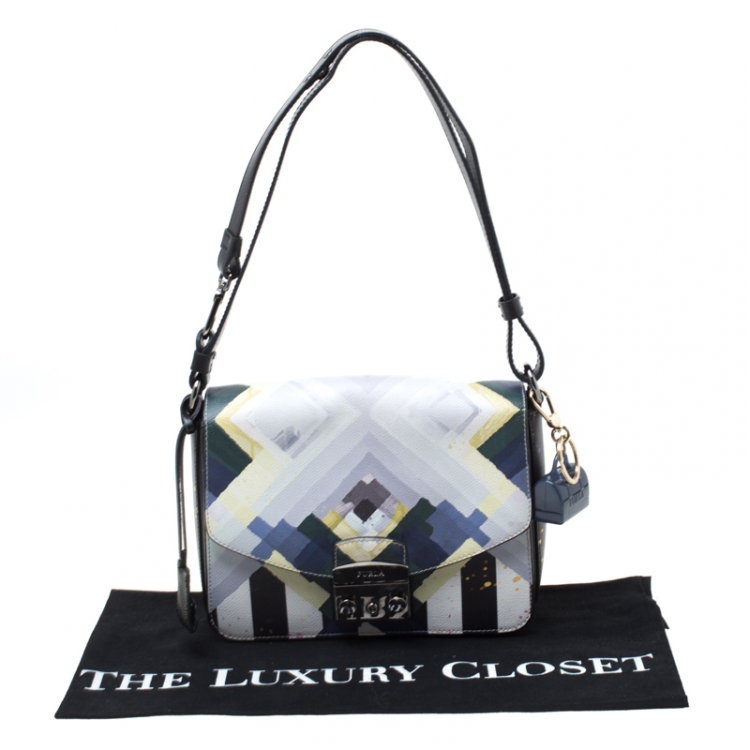 Pre Owned Furla Multicolor Printed Leather Metropolis Shoulder Bag