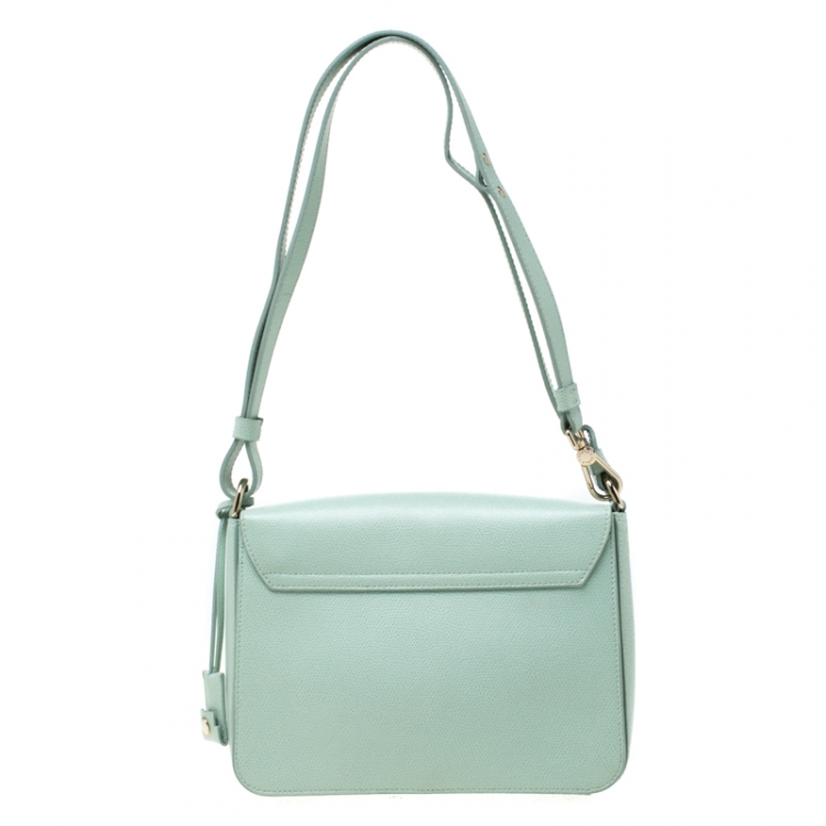 Pre Owned Furla Mint Green Leather Metropolis Crossbody Bag