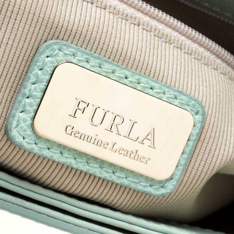 Pre Owned Furla Mint Green Leather Metropolis Crossbody Bag
