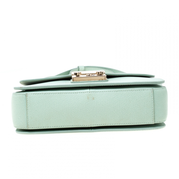 Pre Owned Furla Mint Green Leather Metropolis Crossbody Bag