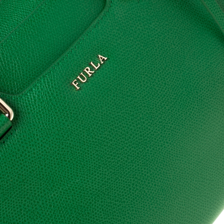 Pre Owned Furla Green Leather Dolly Satchel