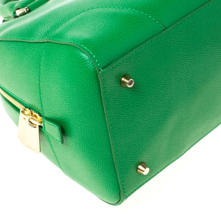 Pre Owned Furla Green Leather Dolly Satchel