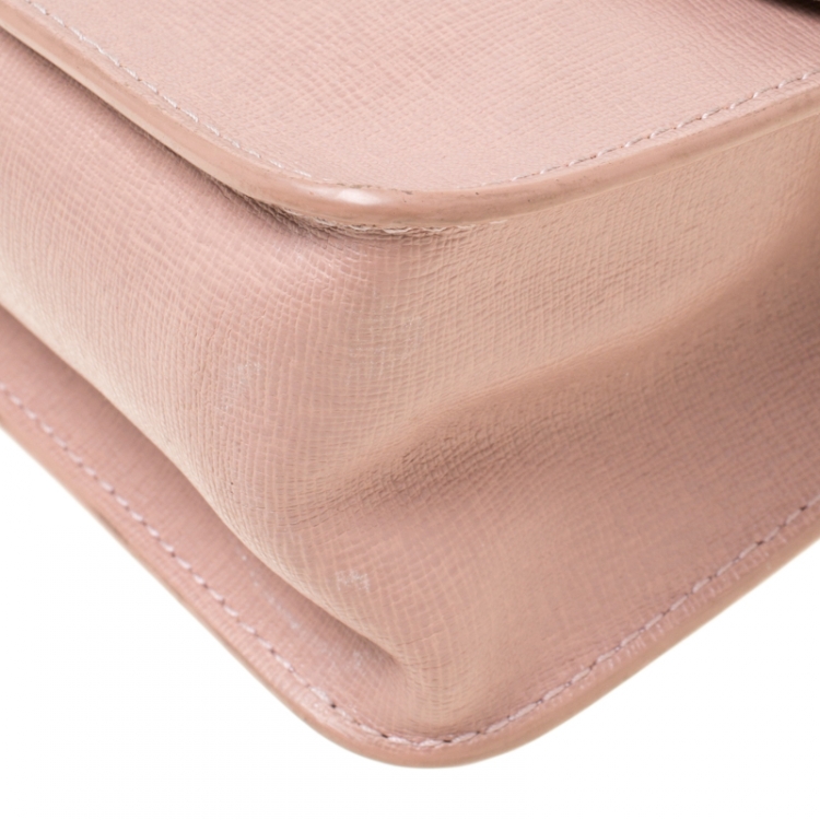 Pre Owned Furla Light Pink Leather Mini Metropolis Crossbody Bag