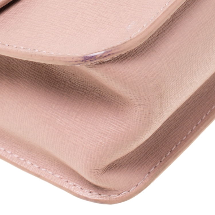Pre Owned Furla Light Pink Leather Mini Metropolis Crossbody Bag