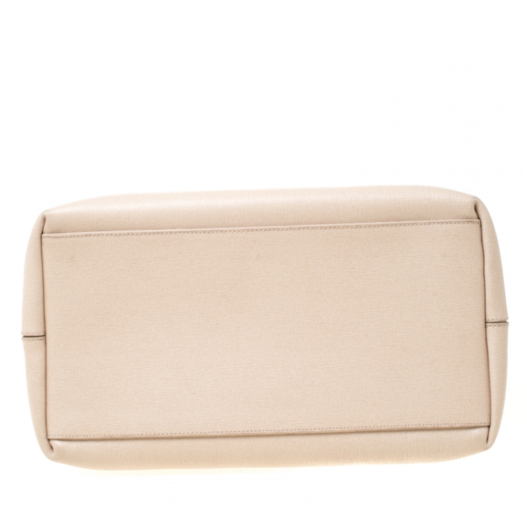 Pre Owned Furla Mint Green/Beige Glossy Rubber and Leather Push Lock Candy Satchel