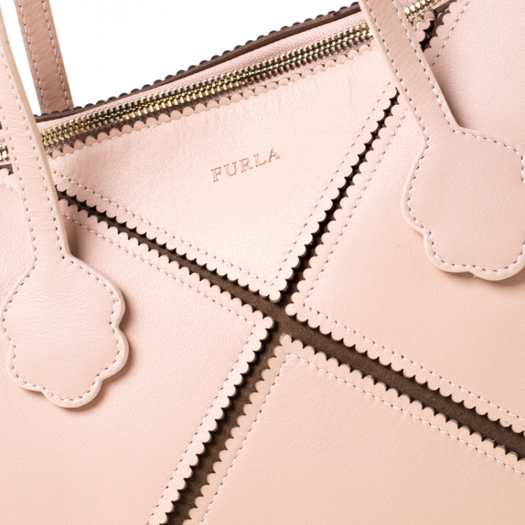 Pre Owned Furla Pink Leather Merletto Satchel