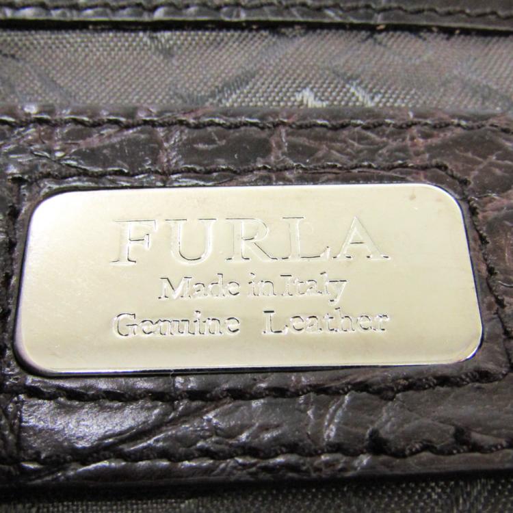 Pre Owned Furla Brown Suede And Leather Satchel
