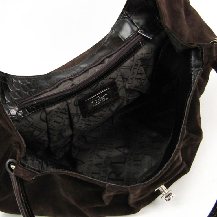 Pre Owned Furla Brown Suede And Leather Satchel