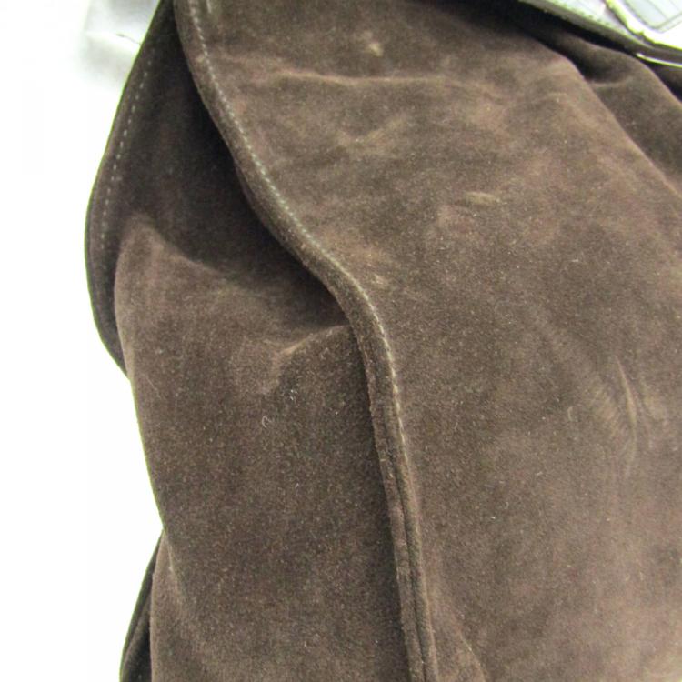 Pre Owned Furla Brown Suede And Leather Satchel