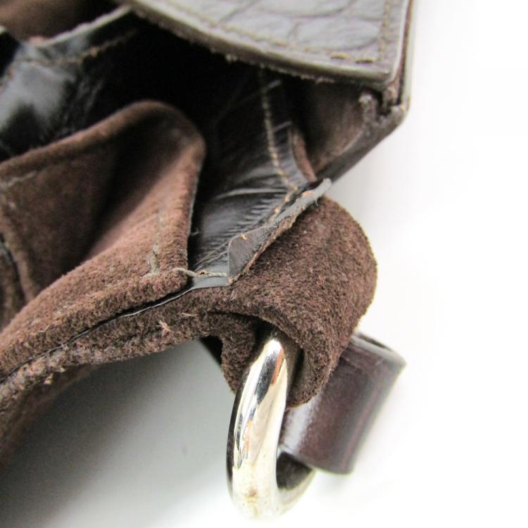 Pre Owned Furla Brown Suede And Leather Satchel