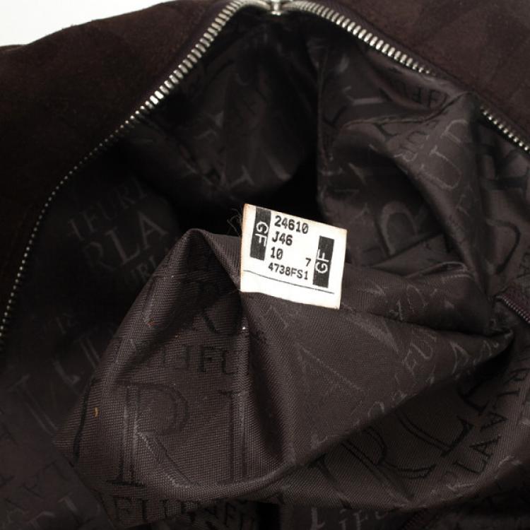 Pre Owned Furla Brown Suede Monogram Satchel