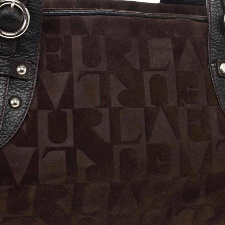Pre Owned Furla Brown Suede Monogram Satchel