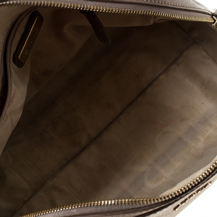 Pre Owned Furla Light Brown Saffiano Leather D-light Satchel