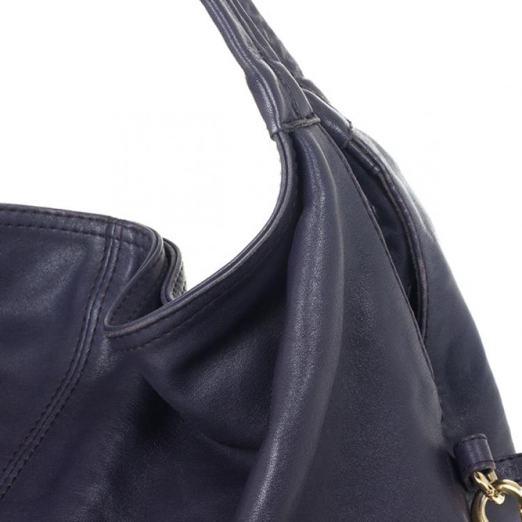 مملوكة مسبقًا Furla Blue Metallic Leather Elisabeth Hobo