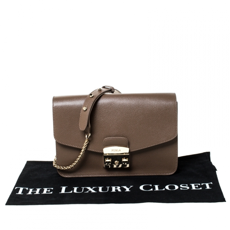 مملوكة مسبقًا Furla Light Brown Leather Metropolis Crossbody Bag