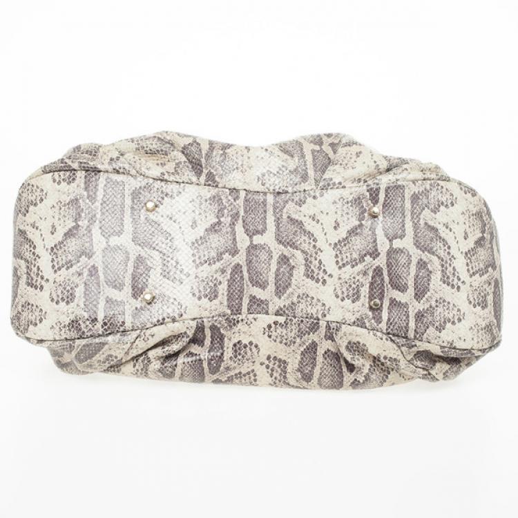 Pre Owned Furla Embossed Python Leather Clara Tote