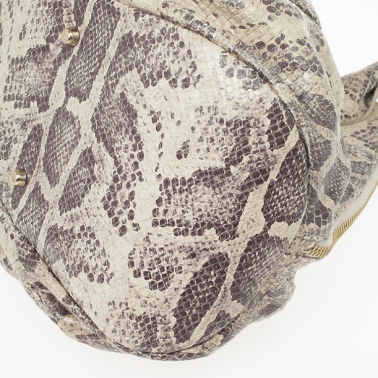 Pre Owned Furla Embossed Python Leather Clara Tote