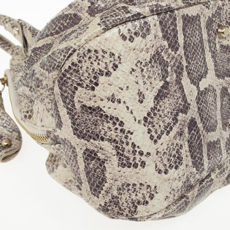 Pre Owned Furla Embossed Python Leather Clara Tote