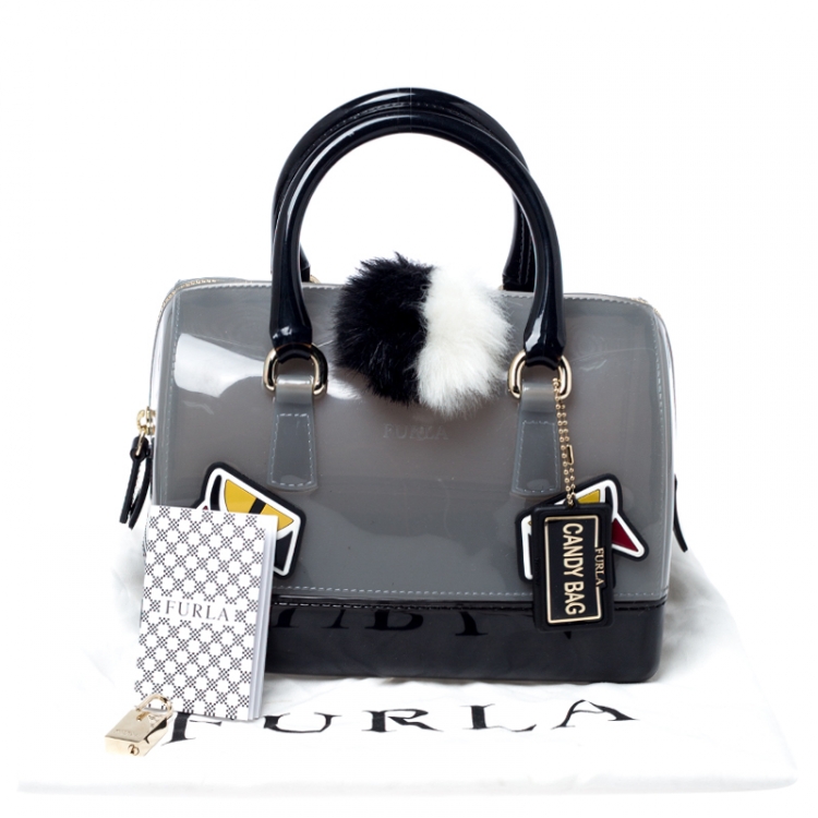 Pre Owned Furla Grey Rubber Small Candy Jungle Cookie Satchel