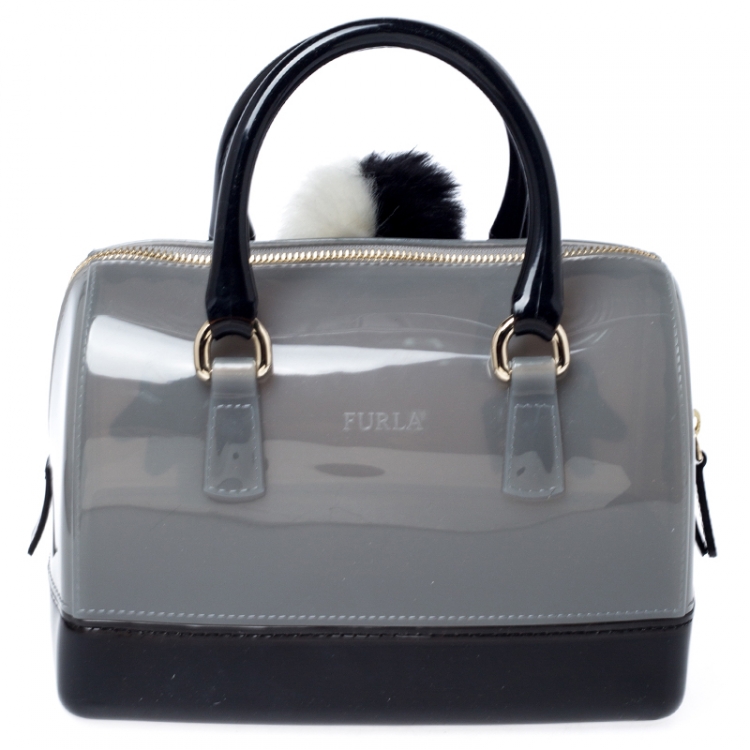 Pre Owned Furla Grey Rubber Small Candy Jungle Cookie Satchel