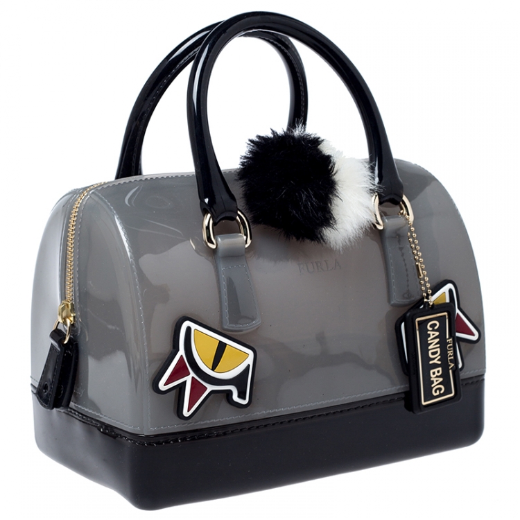 Pre Owned Furla Grey Rubber Small Candy Jungle Cookie Satchel