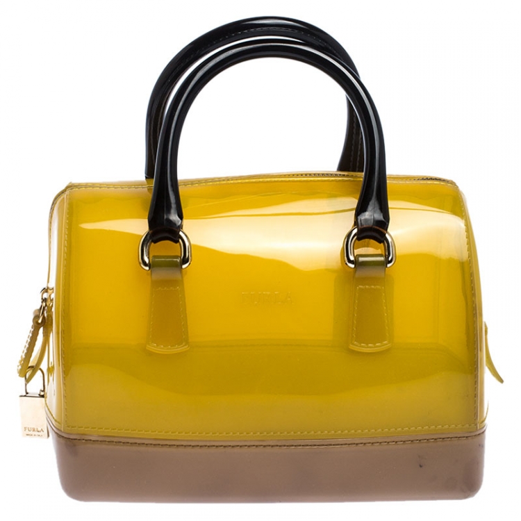 Pre Owned Furla Yellow PVC Candy Mini Satchel