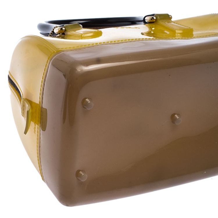 Pre Owned Furla Yellow PVC Candy Mini Satchel