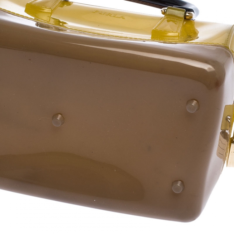 Pre Owned Furla Yellow PVC Candy Mini Satchel