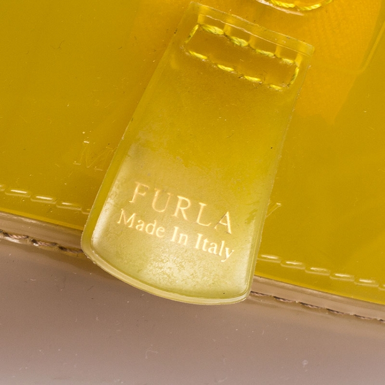 Pre Owned Furla Yellow PVC Candy Mini Satchel