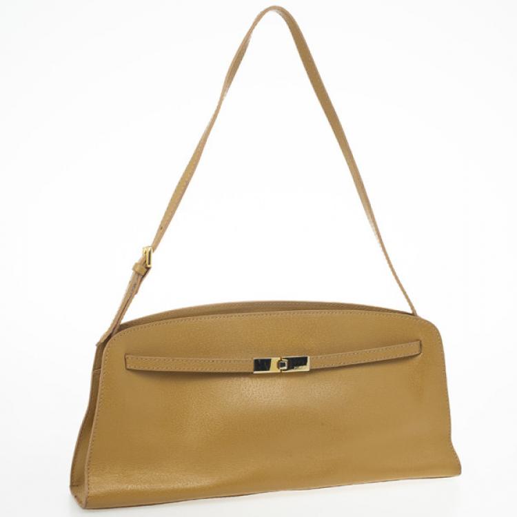 Pre Owned Furla Tan Textured Leather Shoulder Bag