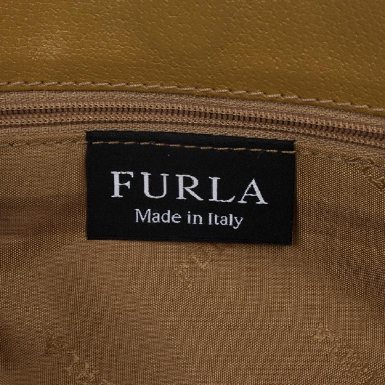 Pre Owned Furla Tan Textured Leather Shoulder Bag