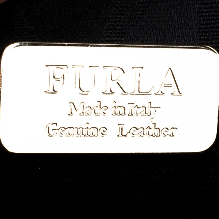 Pre Owned Furla Black Leather Turnlock Clutch 