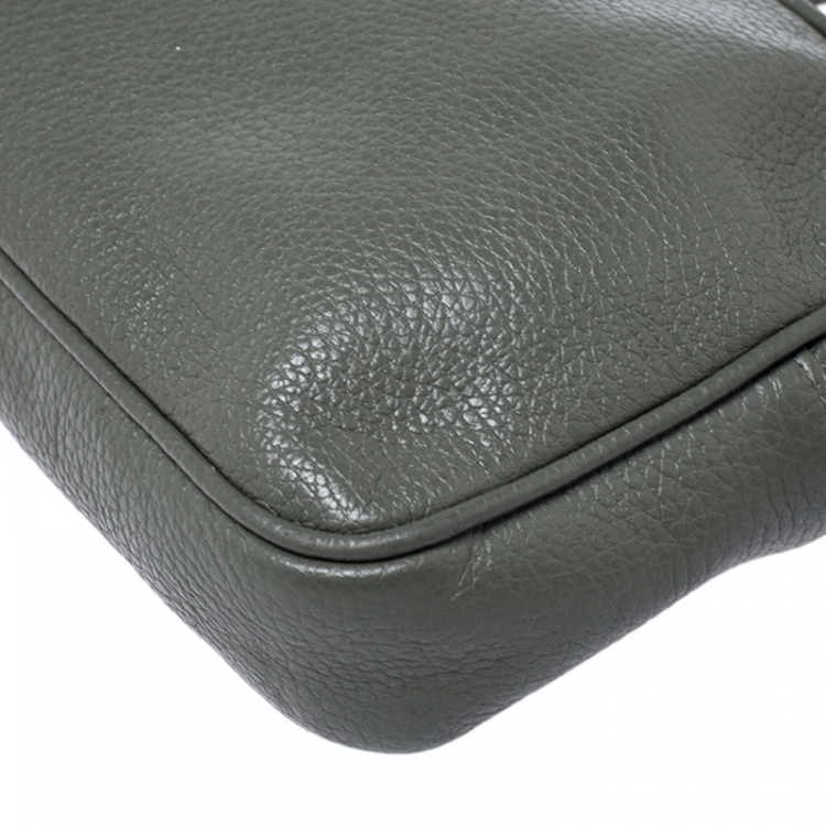 Pre Owned Furla Olive Green Leather Camera Crossbody Bag