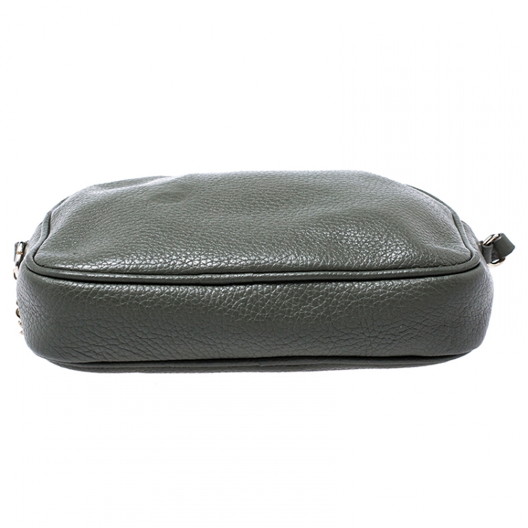 Pre Owned Furla Olive Green Leather Camera Crossbody Bag