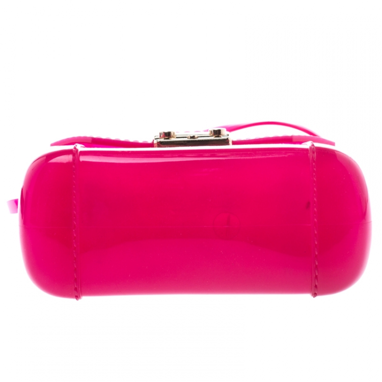 Pre Owned Furla Pink Rubber Candy Mini Crossbody Bag