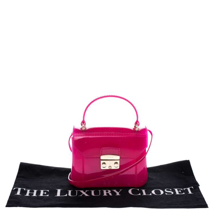 Pre Owned Furla Pink Rubber Candy Mini Crossbody Bag