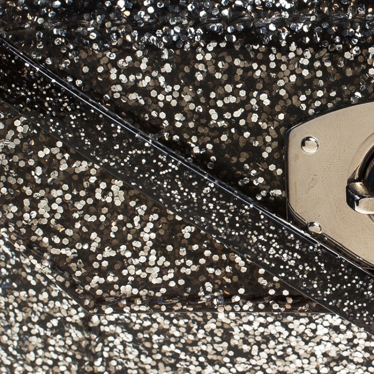 Pre Owned Furla Silver Glitter Rubber Mini Candy Crossbody Bag