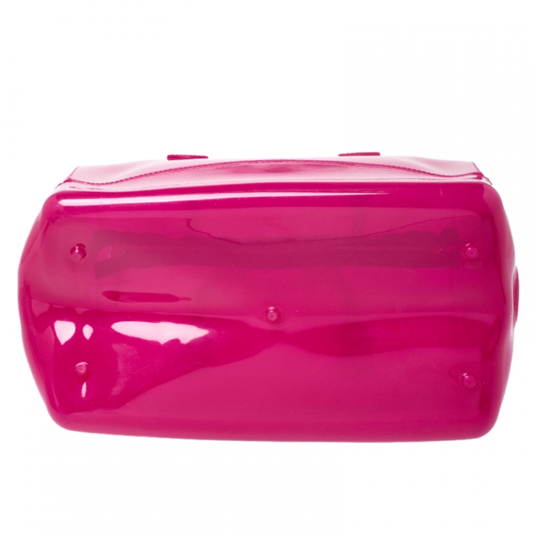 Pre Owned Furla Clear Fuchsia Rubber Candy Satchel