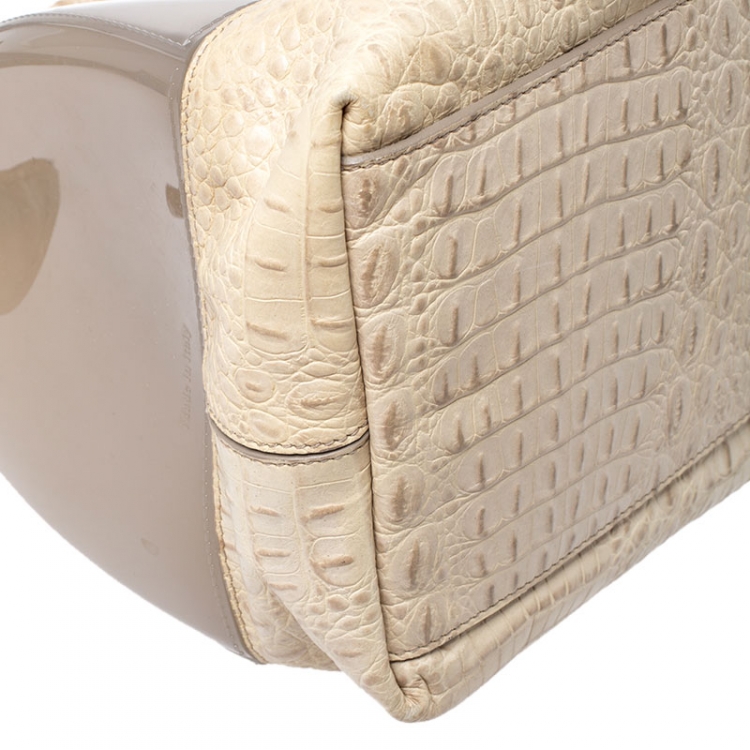 مملوكة مسبقًا Furla Beige Rubber/Crocodile Embossed Candy Satchel