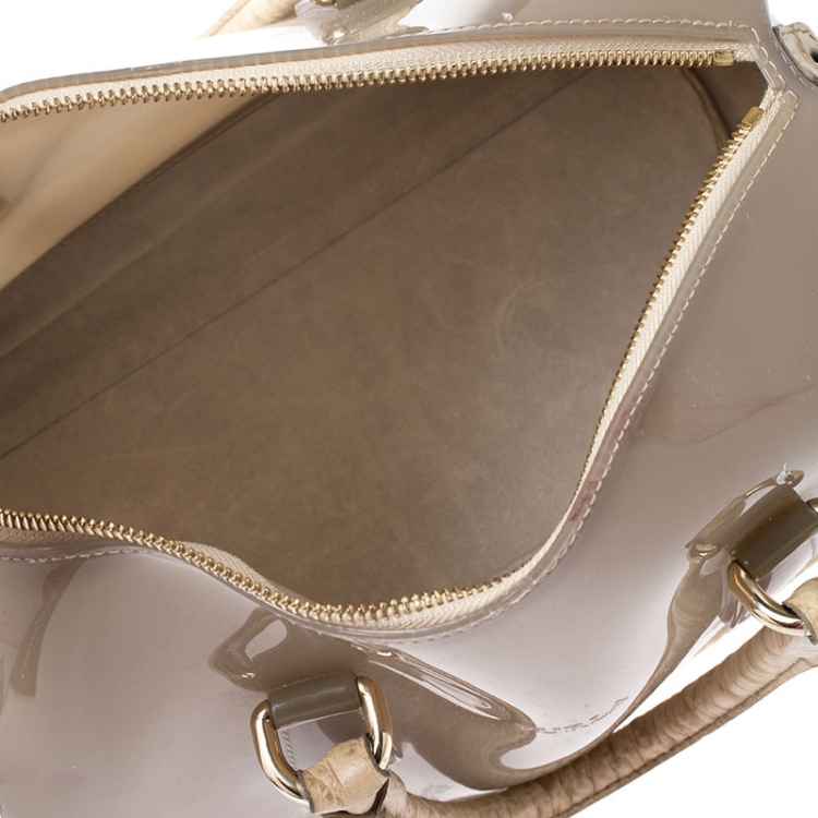 مملوكة مسبقًا Furla Beige Rubber/Crocodile Embossed Candy Satchel