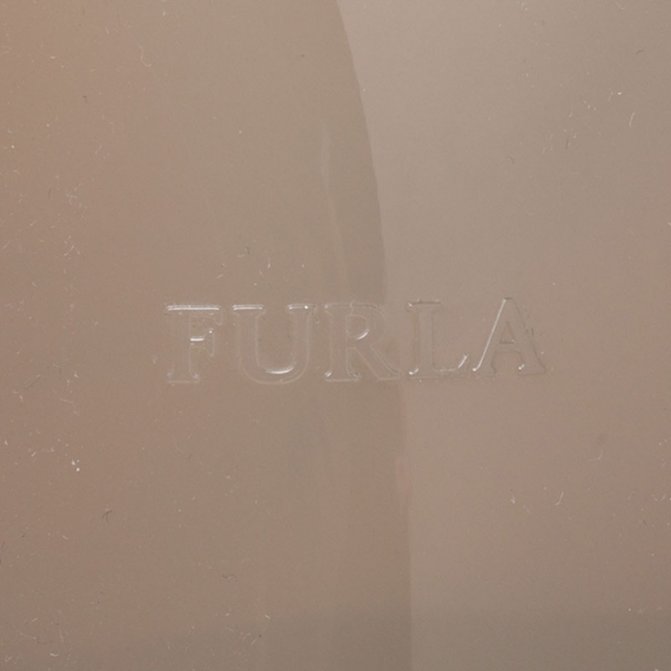 مملوكة مسبقًا Furla Beige Rubber/Crocodile Embossed Candy Satchel